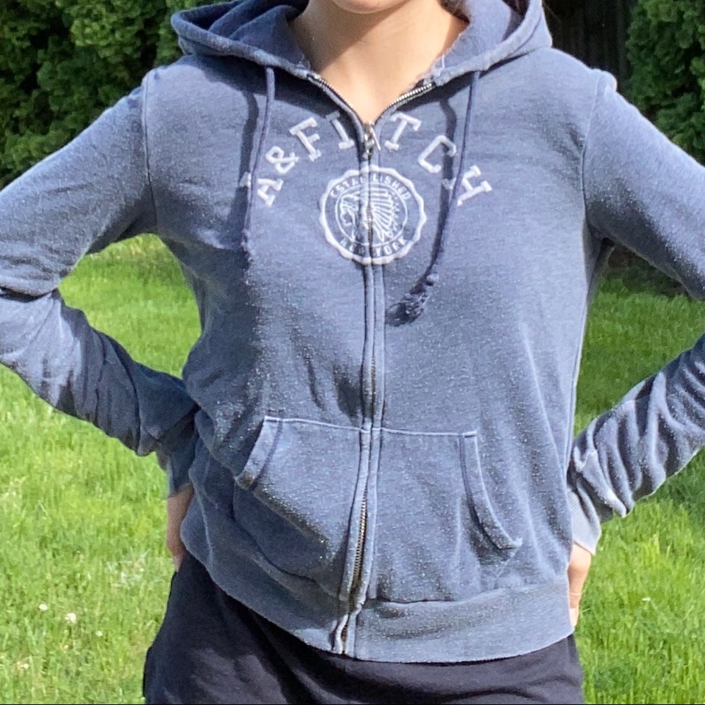 Abercrombie & Fitch distressed zip up sweatshirt